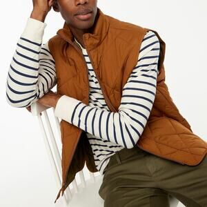 J. Crew Men's Full Zip Quilted Walker Vest Sleeveless Glazed Pecan Size L NWT